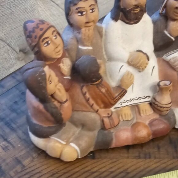 Clay Terra Cotta Pottery Peru Peruvian Jesus Teaching Folk Art Christian - Picture 2 of 5